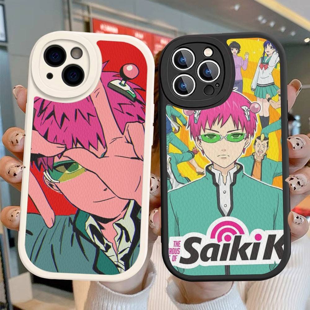 Anime Saiki Kusuo Phone Case For IPhone 16 15 14 11 12 13 Pro Max Plus Back Leather Shell