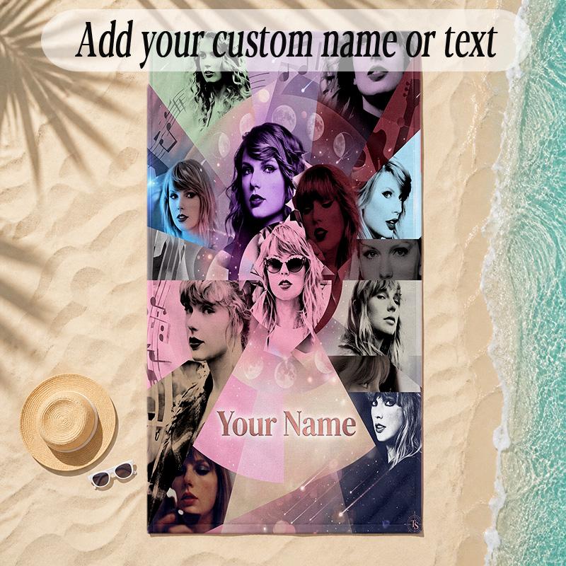 Beach TowelTaylor Swift Custom Name Text Personalized Soft Towel for Beach Pool Indoor Home Decor Gift