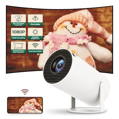 HY300 Mini Projector 4K Android 11.0 1080P 720 P 200ANSI Portable Home Outdoor Cinema 180 Projection Angle Adjustable