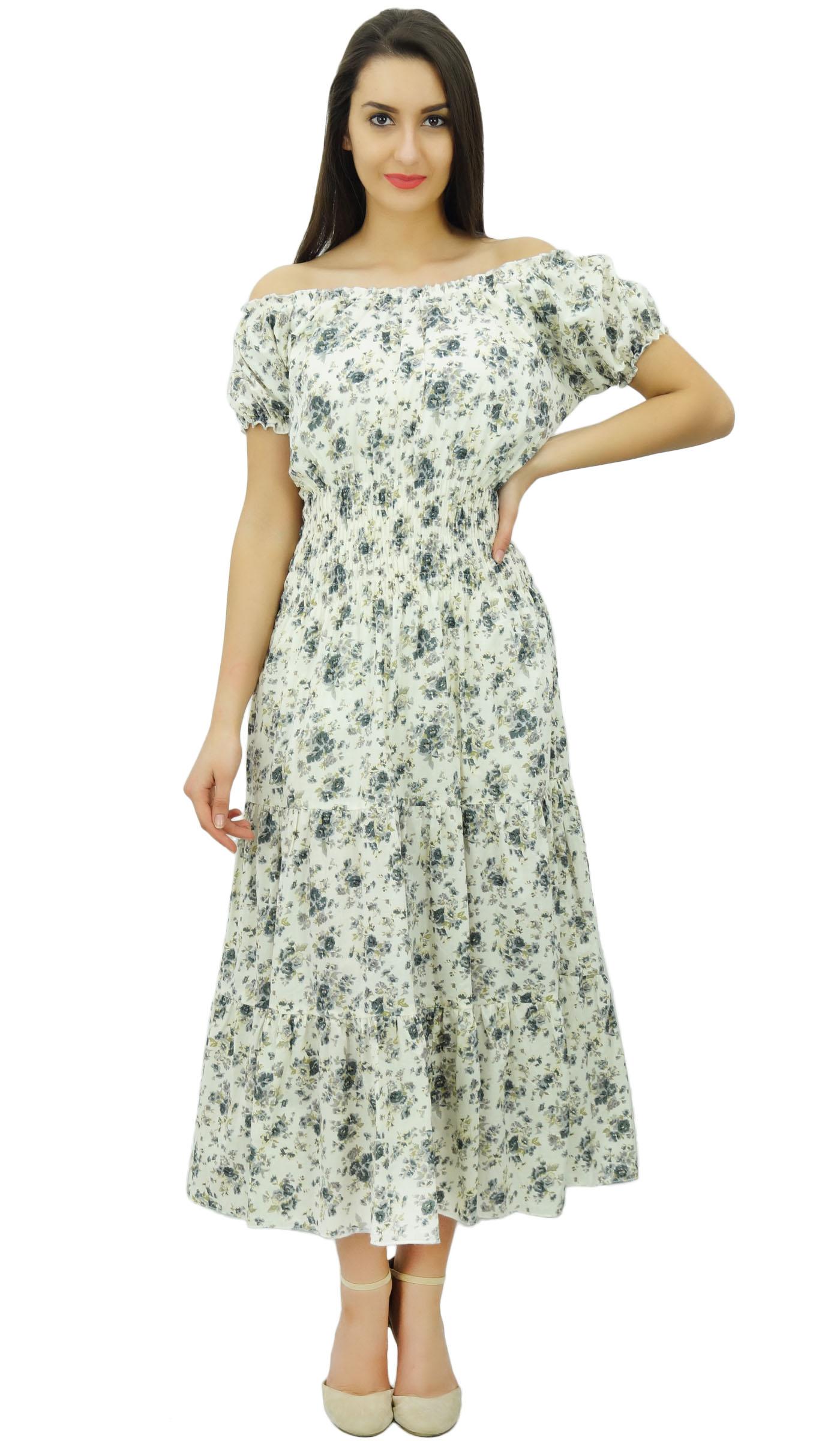 

Жіноча бавовняна літня шикарна сукня максі з квітковою талією Bimba 8 брудно-білий