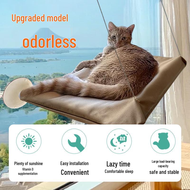 Window Cat Hammock: Suction Cup Sunbathing Nest for Cats