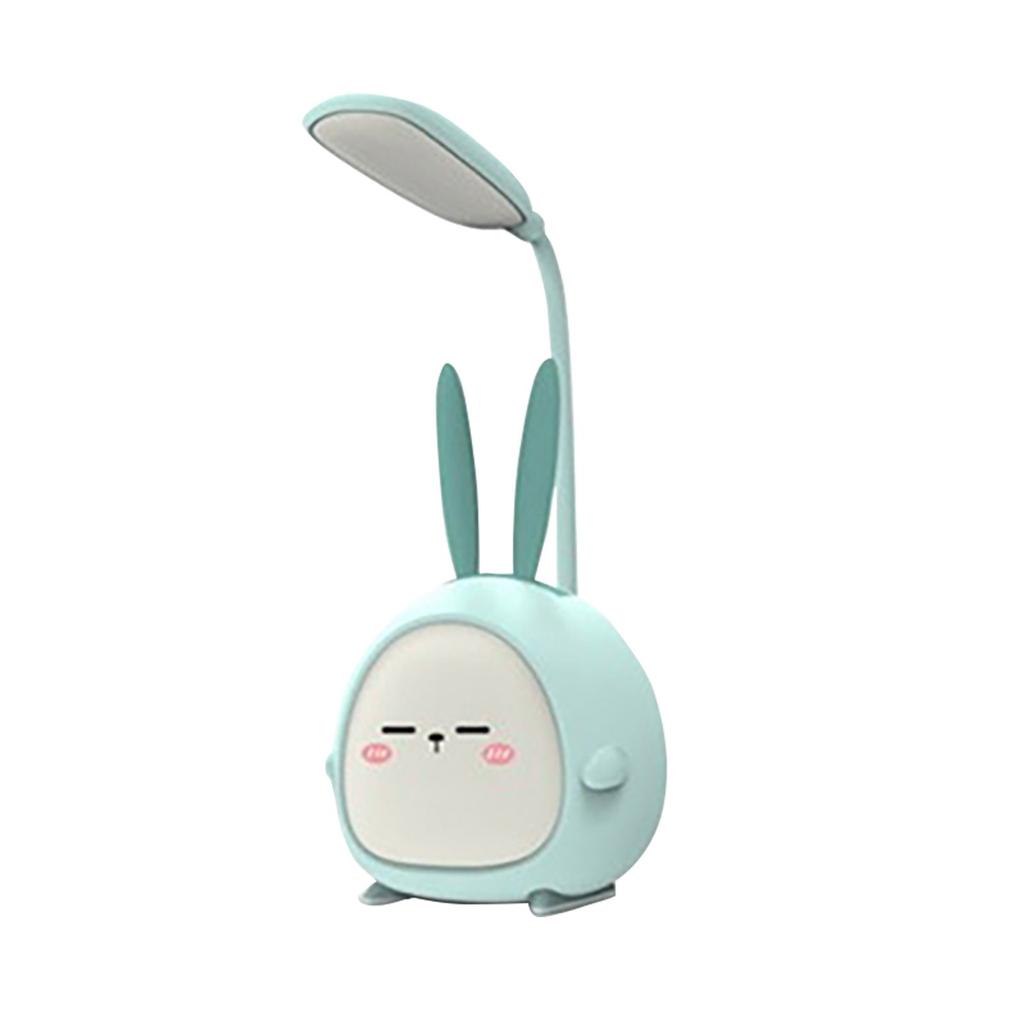 USB Rechargeable LED Desk Lamp with Adjustable Neck and Cute Bunny Design for Bedroom Office Study Table Lighting