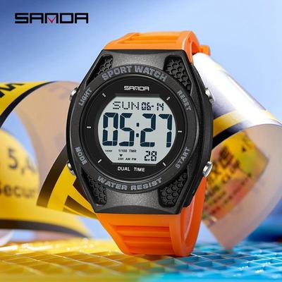 Ceas Sport Multifuncțional Sanda pentru Tineri: Lumină de noapte cu 7 culori și cronometru