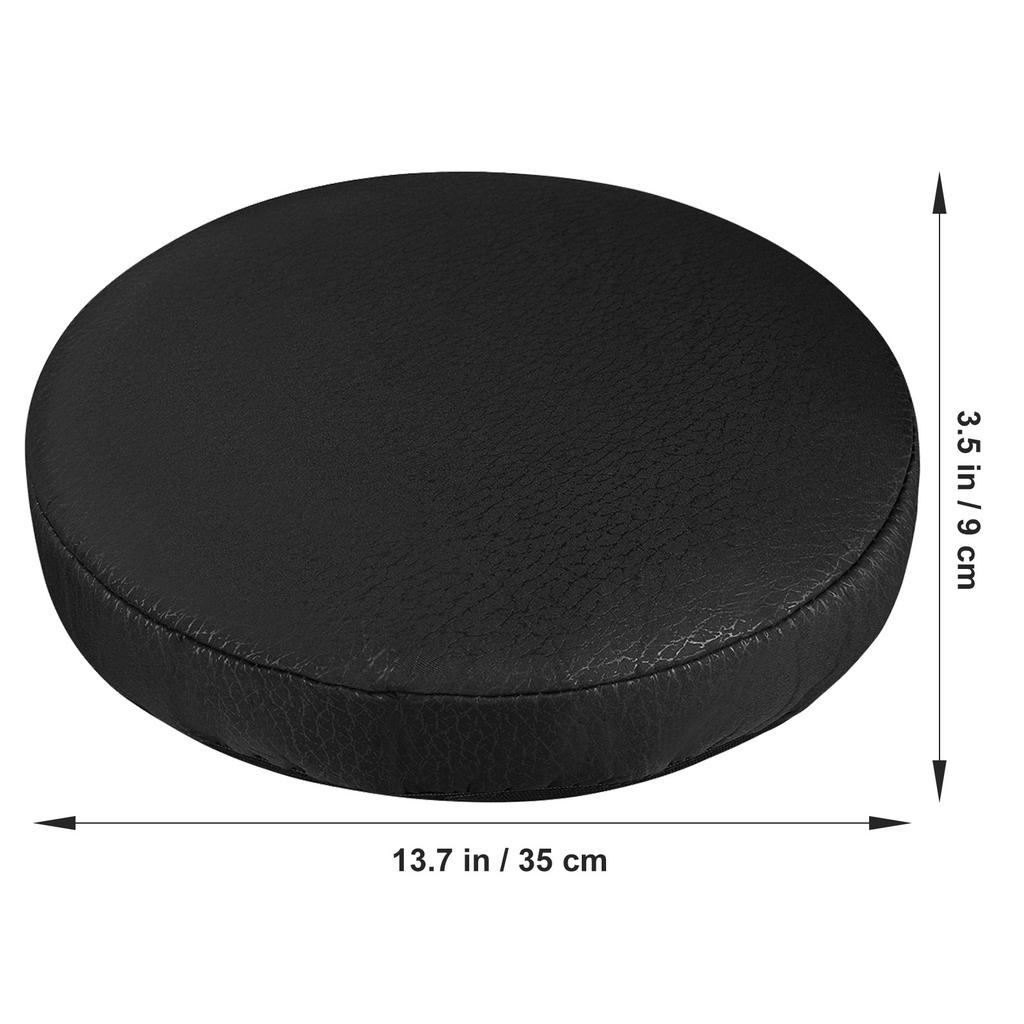 Thick Elastic Barstool Seat Cushion Cover Practical Stool Cover Round Chair Protector For Home Shop - Black (Diameter 35Cm )
