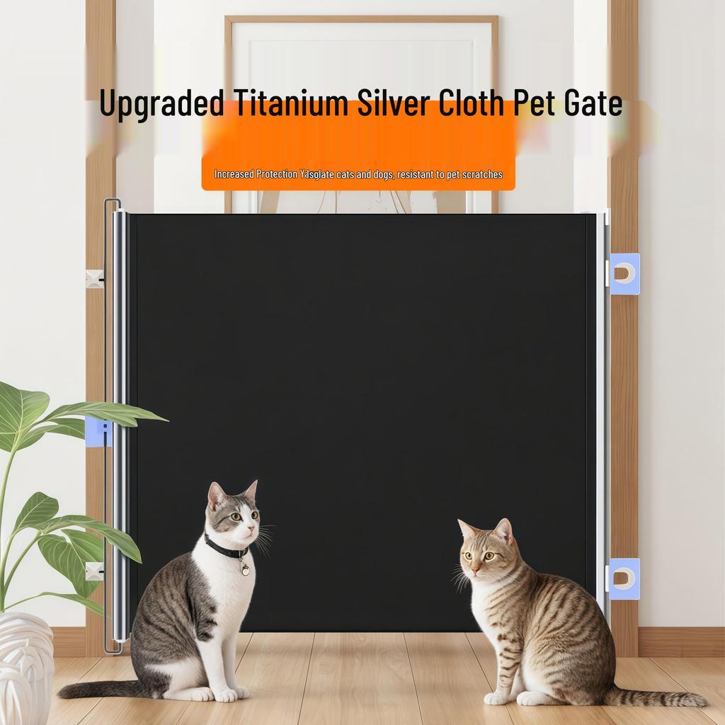Automatic Retractable Pet Gate and Anti-Jump Barrier Fence for Cats