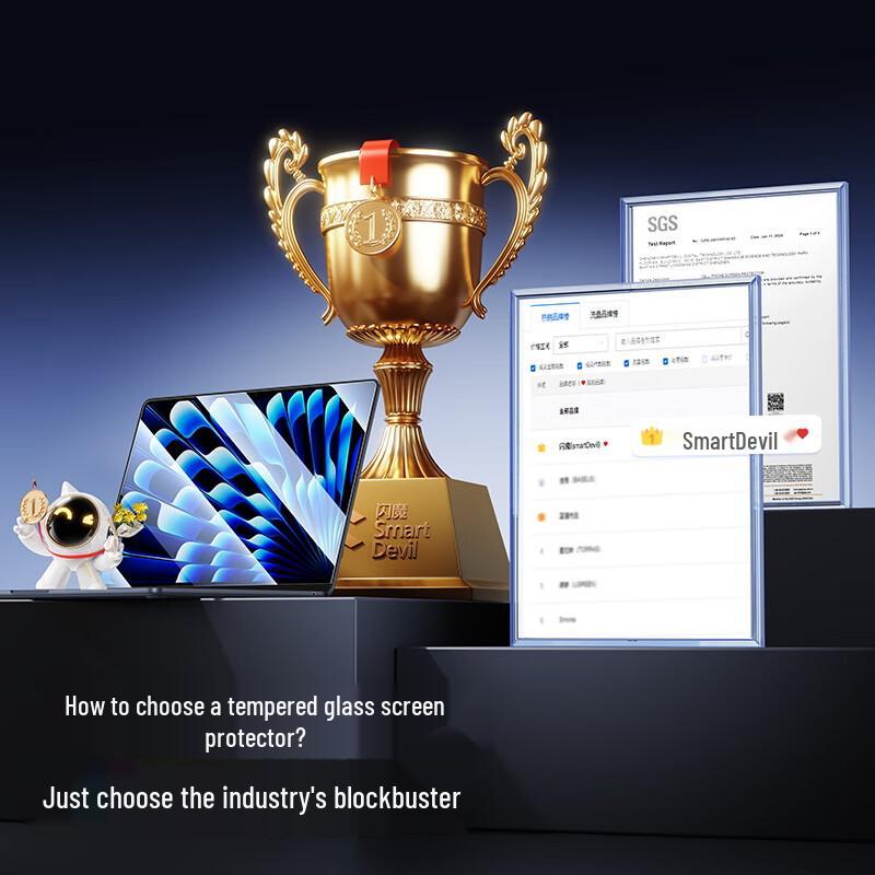 Smare Blasenfreier Displayschutz aus gehärtetem Glas für MacBook Air 13,6 Zoll