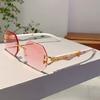 Vintage Rimless Polygon Shades Luxury Brand Gradient Women's Sunglasses Fashion Leopard Decor Travelling Sun Glasses
