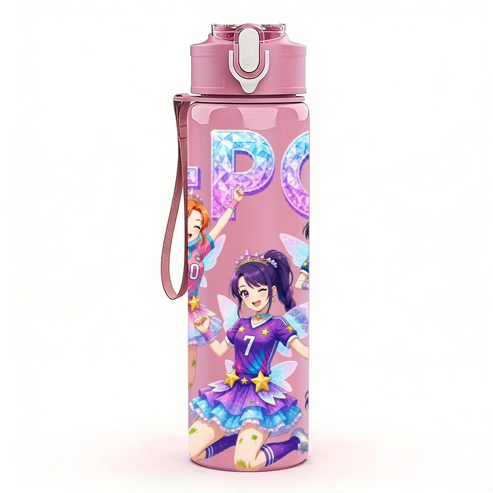 1PC Kpop Dancing Girl Group 750ml Color Plastic Sports Water Bottle Leakproof Flip Straw Lid Suitable for Sports Office Home Use