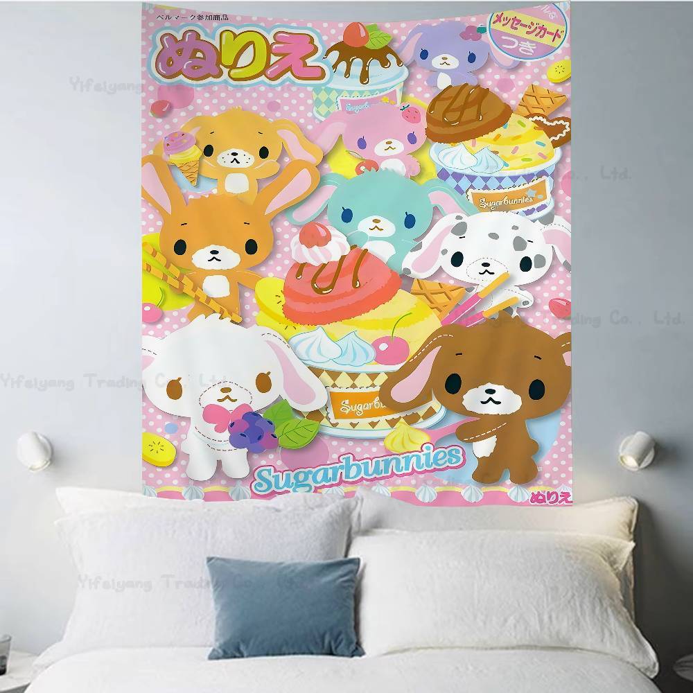 Sugarbunnies Anime Kawaii Movie Anime Tapestry Hanging Tarot Hippie Wall Rugs Dorm Home Decor