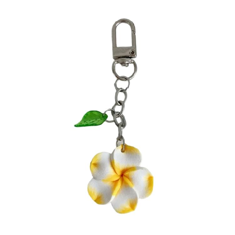 Alltags Schlüsselanhänger Helle Sonnenblume und Frangipani Anhänger Schlüsselring Leichter PVC Schlüsselhalter für Rucksack Handtasche