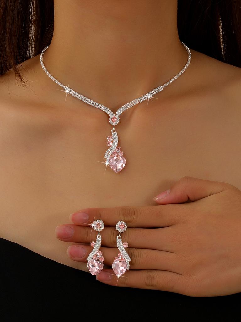 2026 Jewelry Set Water Drop Geometric Crystal Necklace Earrings Two-piece Set Jewelry Women