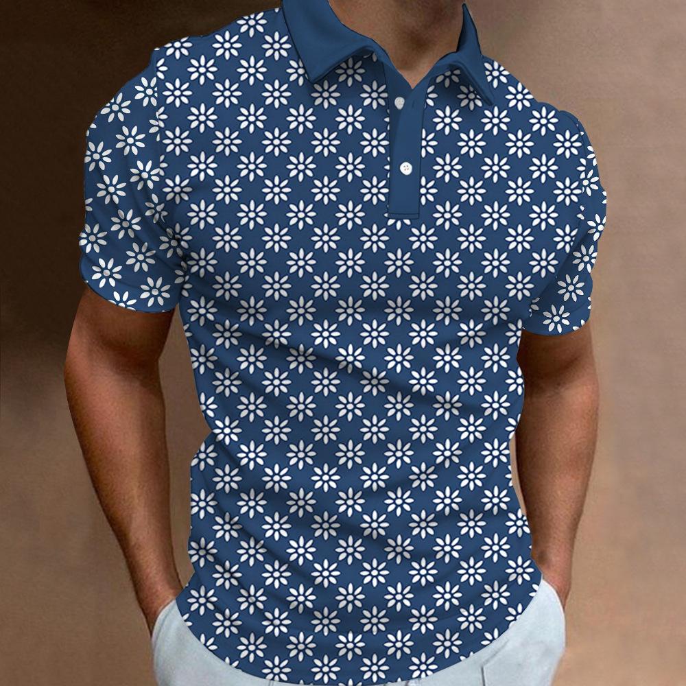 Essential short-sleeve polo shirt with cross pattern, casual and stylish for daily wear.