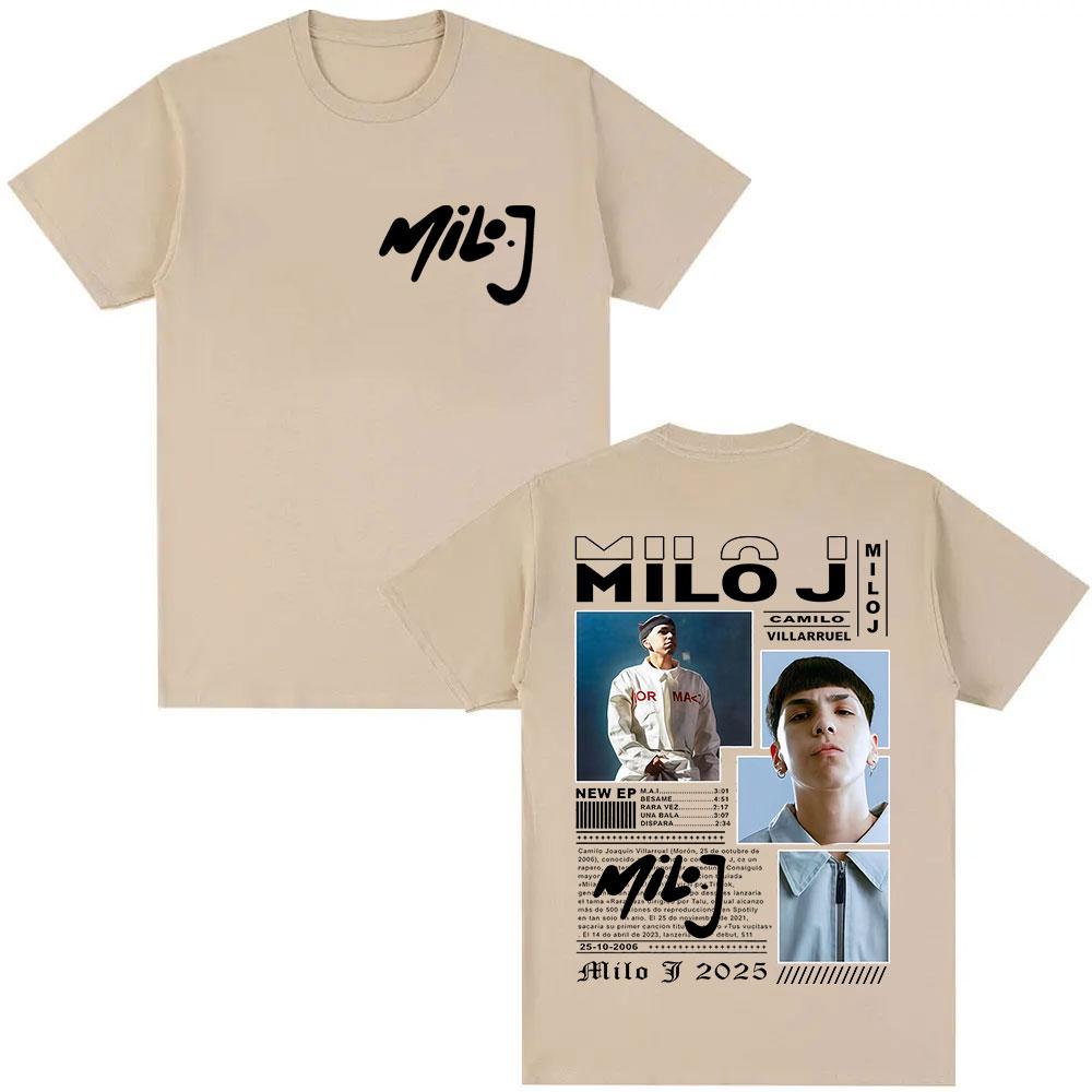 Camiseta Gráfica Unisex de Rapper Milo J Camilo Villarruel Tour 2025 para Mujer Vintage Hip Hop Moda Camisetas de Algodón Oversize Streetwear