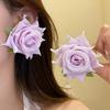 Cloth Floral Stud Earrings Solid Color Drop Earrings Sweet Rose Flower Earrings  Gift