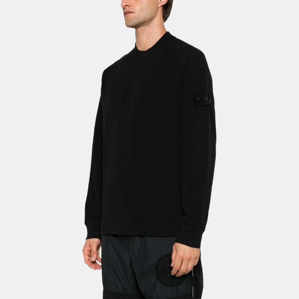Stone Island Ghost Series Fw24 Ghost Pieces Solid Color Stretch Organic Cotton Raglan Sleeve Crewneck Sweatshirt Men sweatshirt Black 8115629F7-V0029