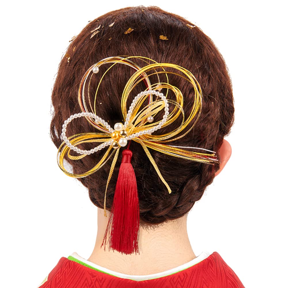 

Hair Comb with Gold Graduation Hair Japanese Wedding Hair Hair Hair Accessory [OTAKUMARKET] Ornament, Leaf, Mizuhiki, Ceremony, Yukata, Furisode, золотой