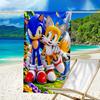 Ultra-Soft Beach Towel with Sonic Theme,Ideal for Pool - Camping, Diving - Perfect Travel Essential, Vibrant Beach Towel.