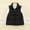 Loose sleeveless short stand-up collar vest for winter commuting simple casual cotton vest