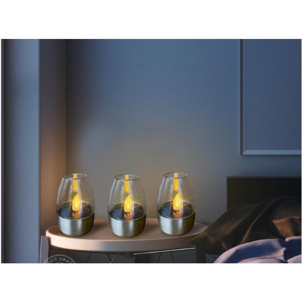 Solar Light Outdoor Garden Led Stainless Steel Candle Light Lawn Deck Night Light Landscape Garden Halloween Christmas Holiday Atmosphere Light