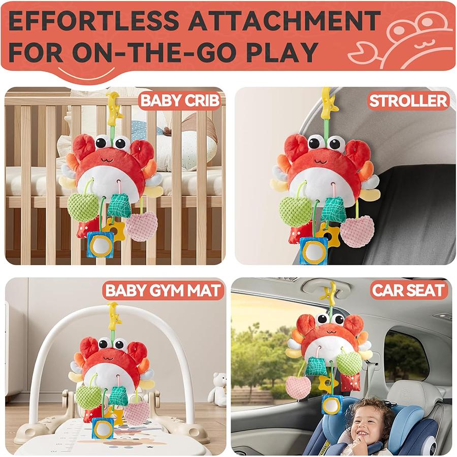 Baby Car Seat Toy, Baby Toys 0-6 Months Newborn Toys,Infant Sensory Toy with Rattles & Mirror,Stroller Toys Hanging Toys