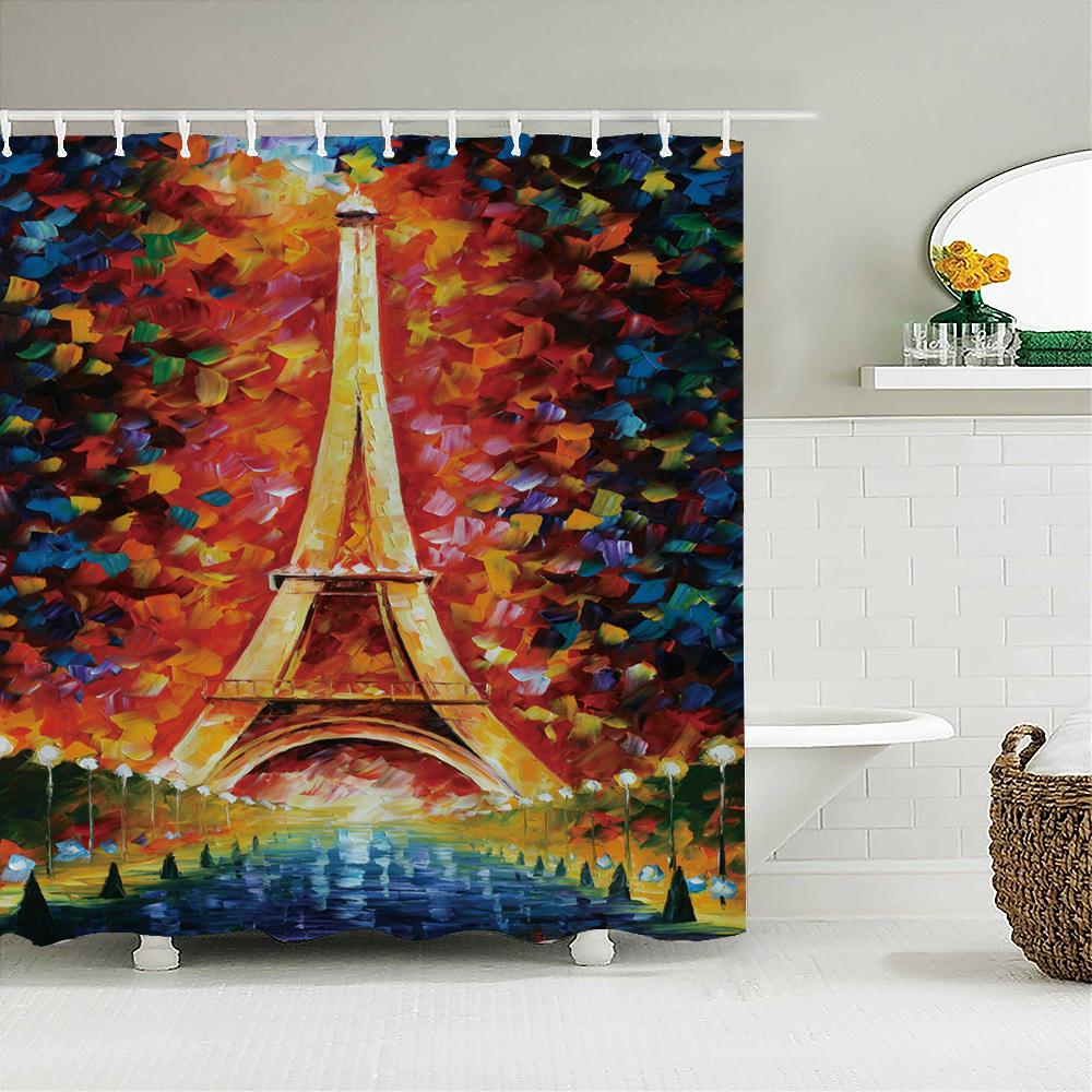 Paris Tower Paris Landskap Duschdraperier Badrum Vattentätt Badgardin Polyestertyg Badkar Badgardin 180*180cm