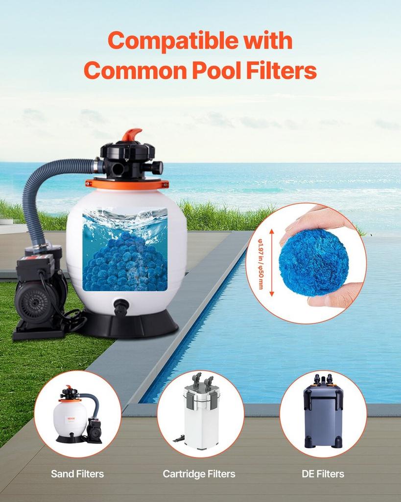 Pool Filter Balls for Sand Filter Pump Swimming Pool 4 Lbs Reusable Blue