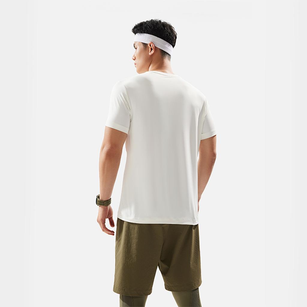 Li Ning Plain Pullover Round Neck Sports Short Sleeve T-Shirt Men Tops Off-White ATSU065-2