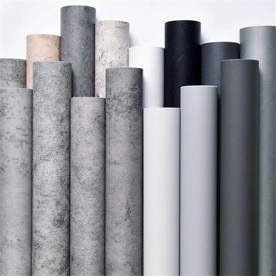 80cm Width Self-Adhesive Cement Gray Waterproof Wallpaper Solid Color Dormitory Bedroom Wall Sticker Closet Furniture Renovation