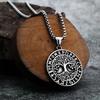 Vintage Nordic Viking Tree of Life Personalized Rune Fashion Versatile Single Item Men's Pendant Titanium Steel Jewelry