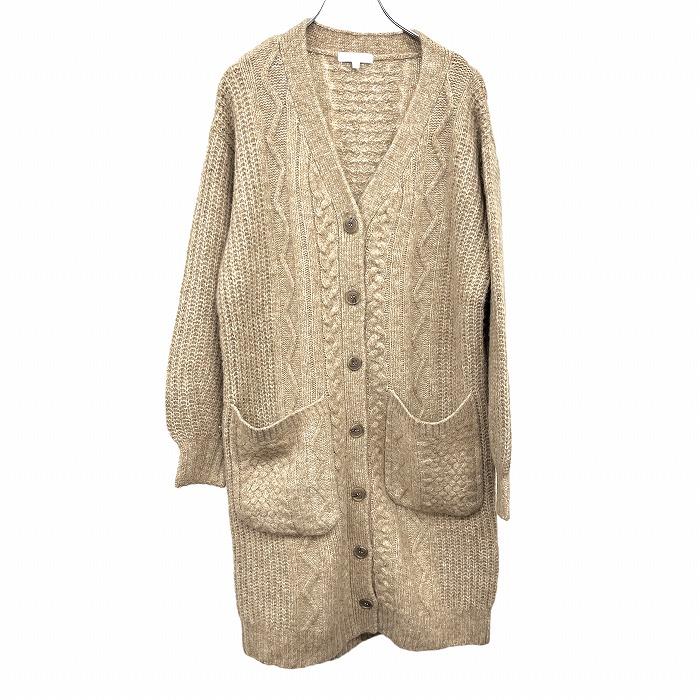 [Used] [Impression A] PLST Plaste Cable Knit Cardigan Button Closure Long Length Long Sleeve V Neck Acrylic x Poly x Wool x Camel, etc. M Melange