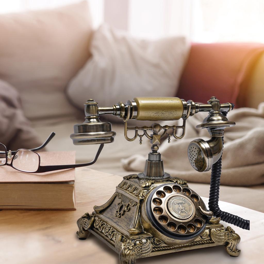 Retro Rotary Phone, Antique-Style Landline with Resin Body and Zinc Alloy Bracket, Perfect for Home, Office, and Cafe Decor