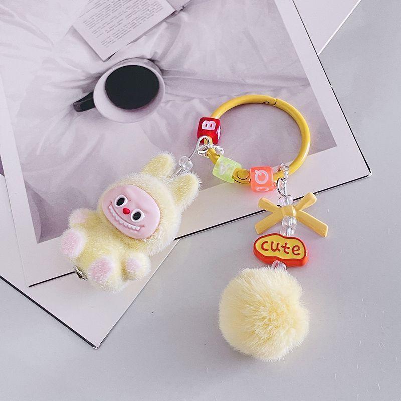 Plucked Mini Labubu Hairball Cute Grain Backpack Mobile Pendant Cute Keychain Gift