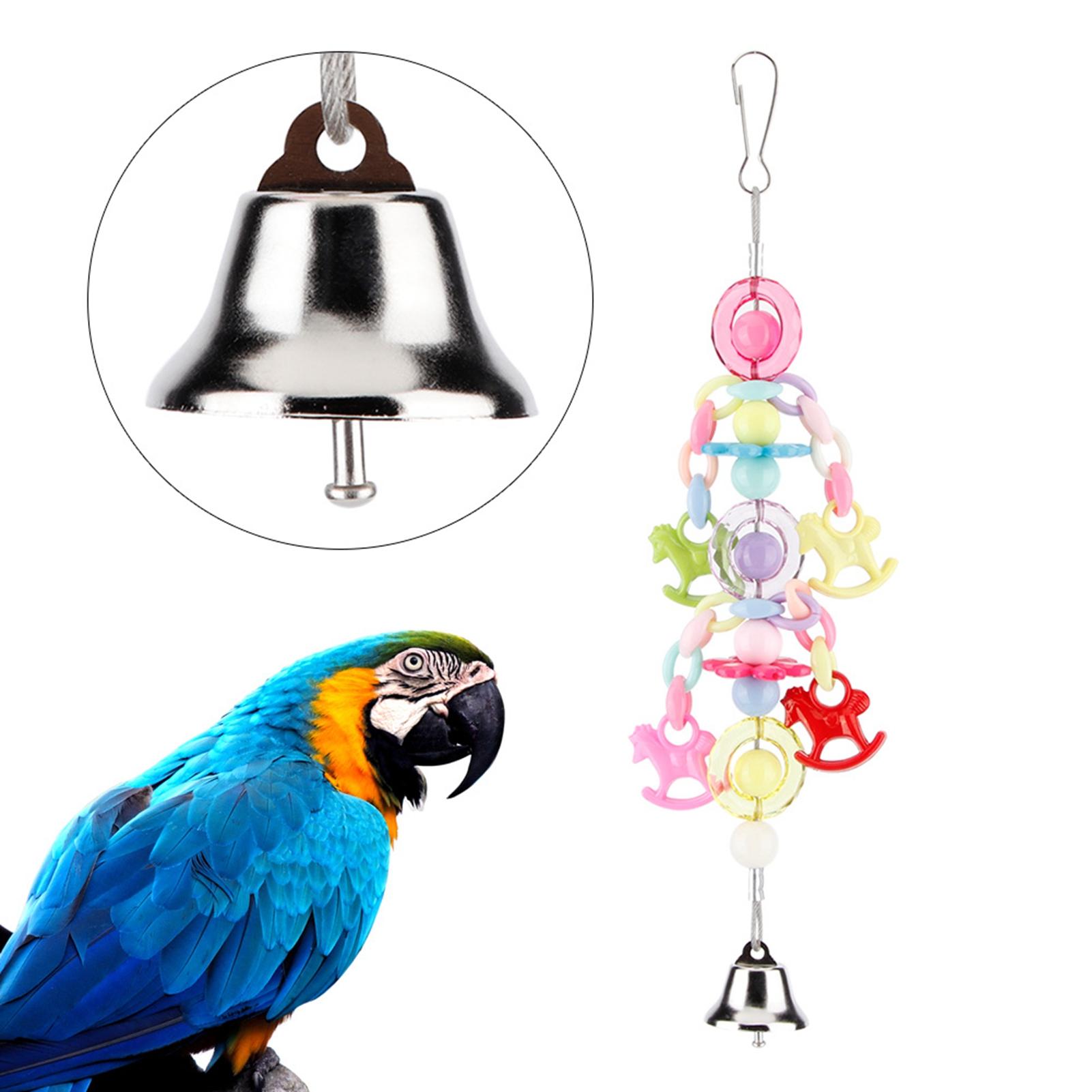 

Colorful Beads Bell Bird Cage Stand Parrot Hanging Toy Pet Birds Bite Chewing Decoration Toys