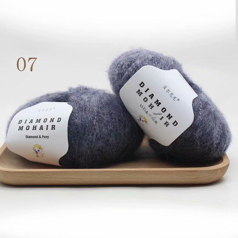 Diamond Pony Mohair Long Pile Fine Yarn for Hand Knitting & Crochet - Perfect for Shawls, Coats, Hats, and Scarves.