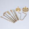 Brass Incense Ceremony Set: Natural Color Seal, Ash Press, Tamping Tool, Brush, Spade
