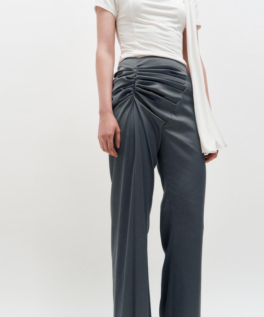 Kimjisu Satin Draped Trousers _ Gray