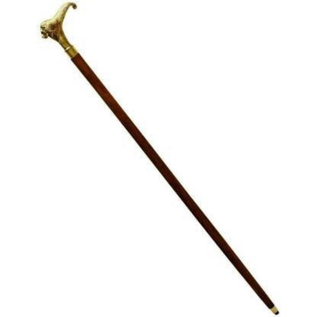 Gehstock mit Messinggriff ( Löwengesicht ) , Massivholzstock - 36 Zoll Spazierstock