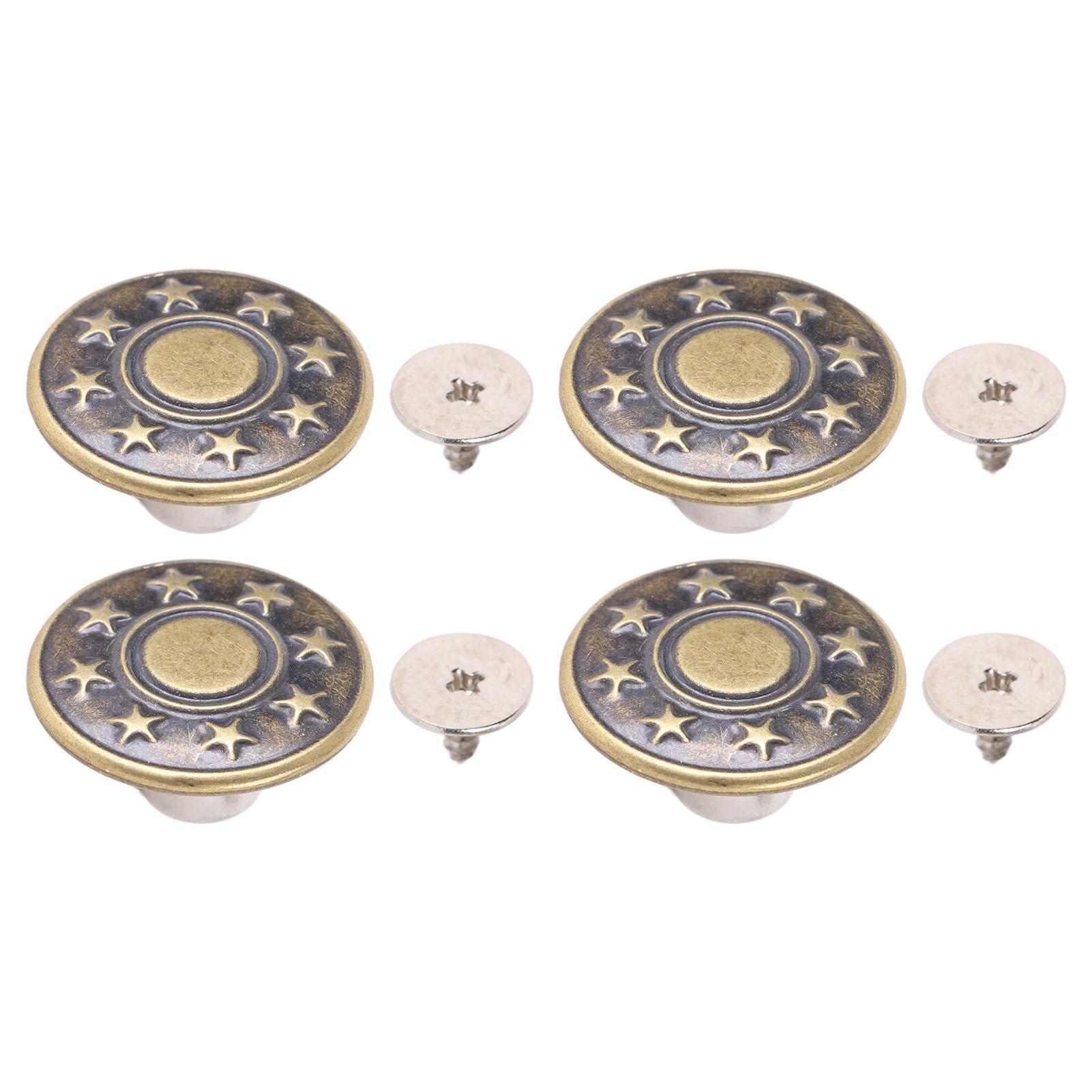 

50 комплектов пуговиц для брюк 17 мм бронзового цвета с круглым узором в виде звезды, нержавеющие заклепки для брюк 2x6,5 мм