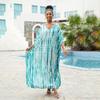 2023 Rayon V-Neck Beach Cover-Up Robe: European & American Style Vacation Swimsuit Sunscreen Shirt