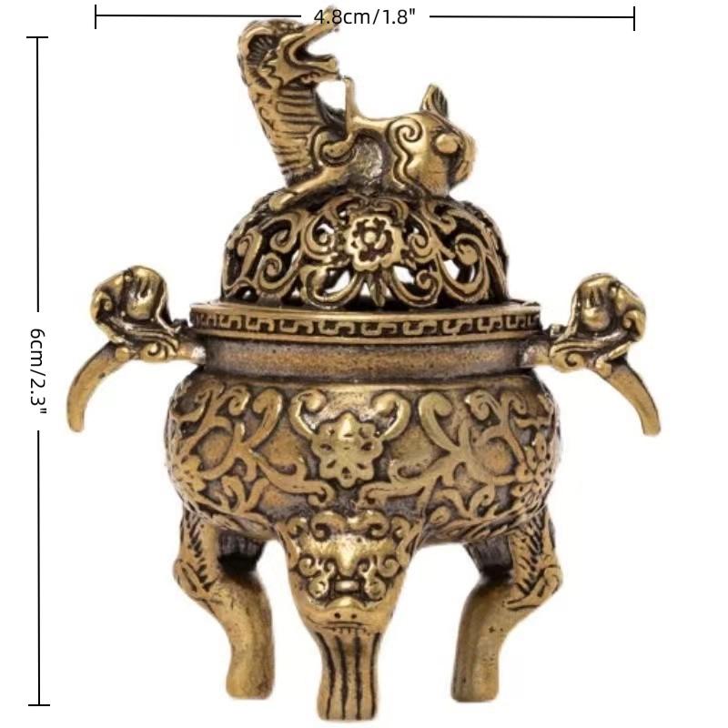 S-1 Pc Kirin Feng Shui Incense Burner Ornament Pure Copper Statue Figurine Wealth Brass Decor Chinese Pi Ornament золотой