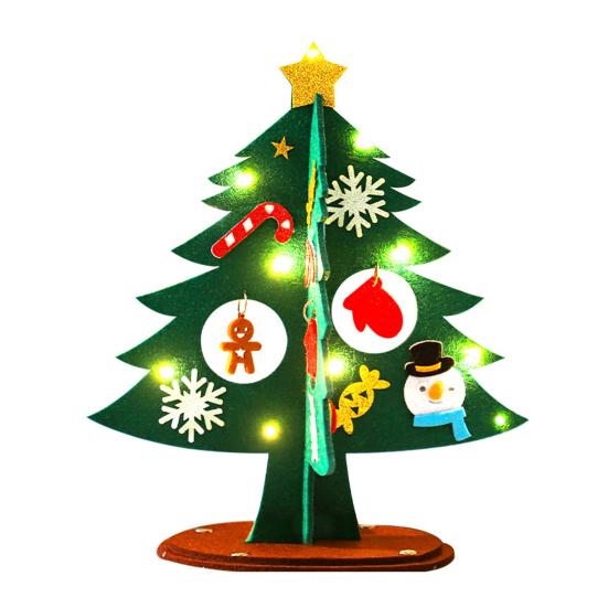 1 sada mini sada vánočního stromečku z plsti s barevným pohádkovým světlem