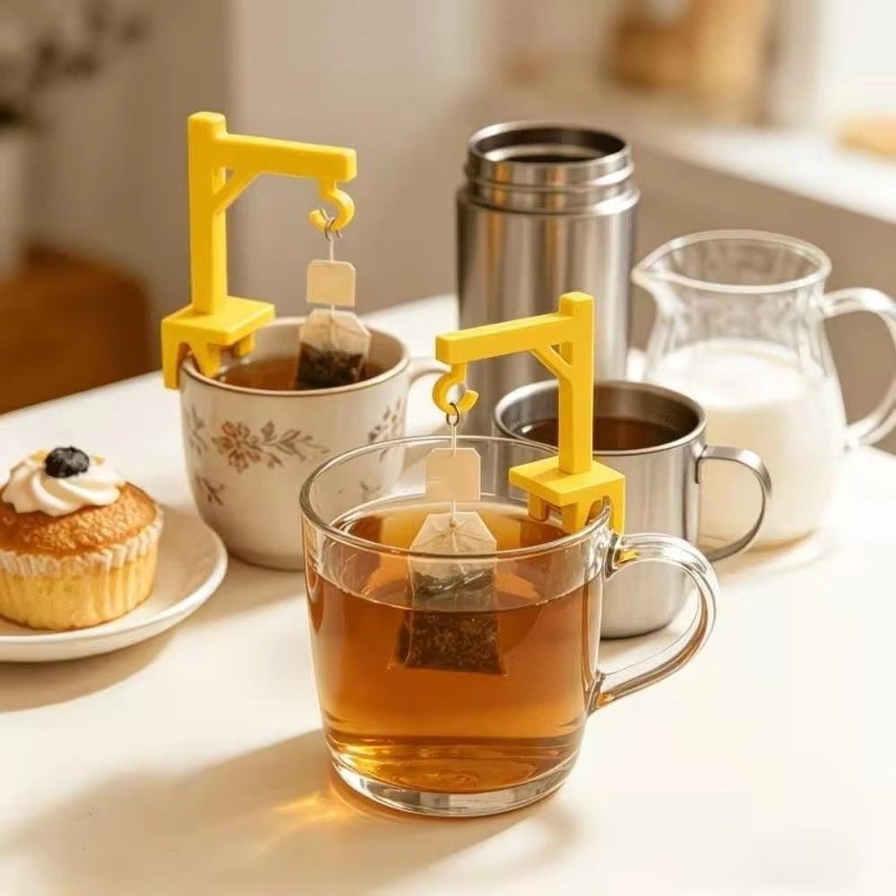 8PCS Plastic Tower Crane Tea Bag Holder Funny Tea Bag Hook Novelty Tea Bag Fixing Clip  Office