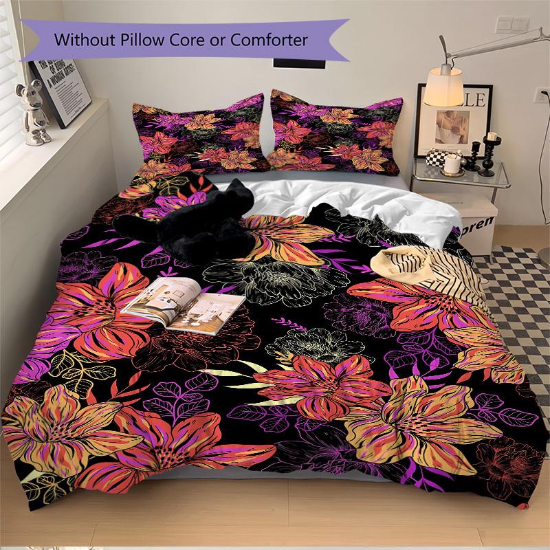 3pcs Floral Pattern Bedding Set, Breathable and Soft, Suitable for All Seasons, Ideal for Home Use, Suitable for Bedroom Decor 21157