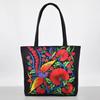 Ethnic Style Flower Embroidery Canvas Tote Bag Large Capacity Shoulder Handbag for Women