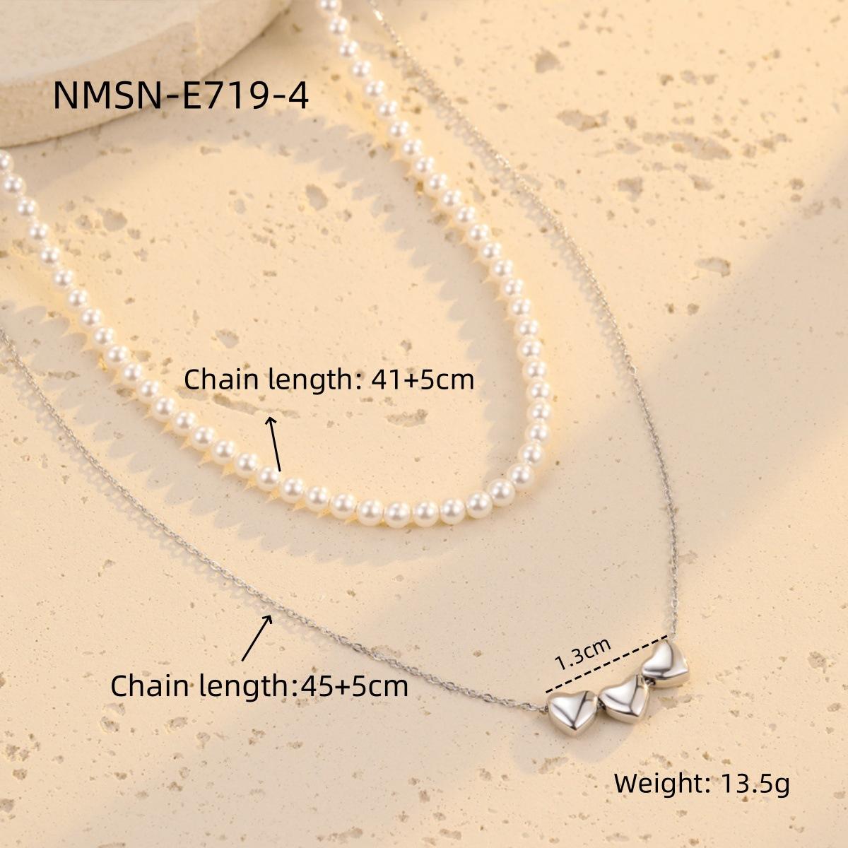 GEMCHIC Women s Stainless Steel Pearl Heart Pendant Necklace 18K Gold Plated Titanium Steel Chain