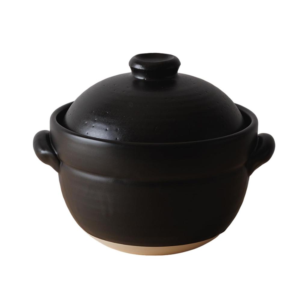 Kamoshika Douguten Rice Cooker, Earthenware Pot, Rice Cooker, 2-Cup Capacity, Black, OR-060-030
