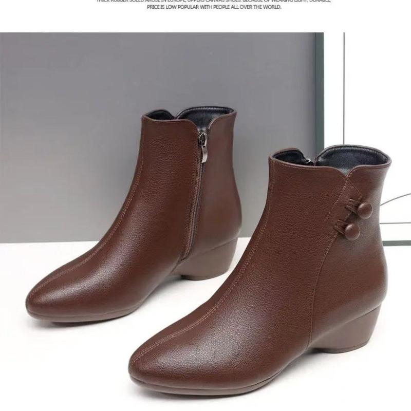 

Fleece thermal short boots women s autumn new fashion non-slip soft-soled medium and old fashion boots 40