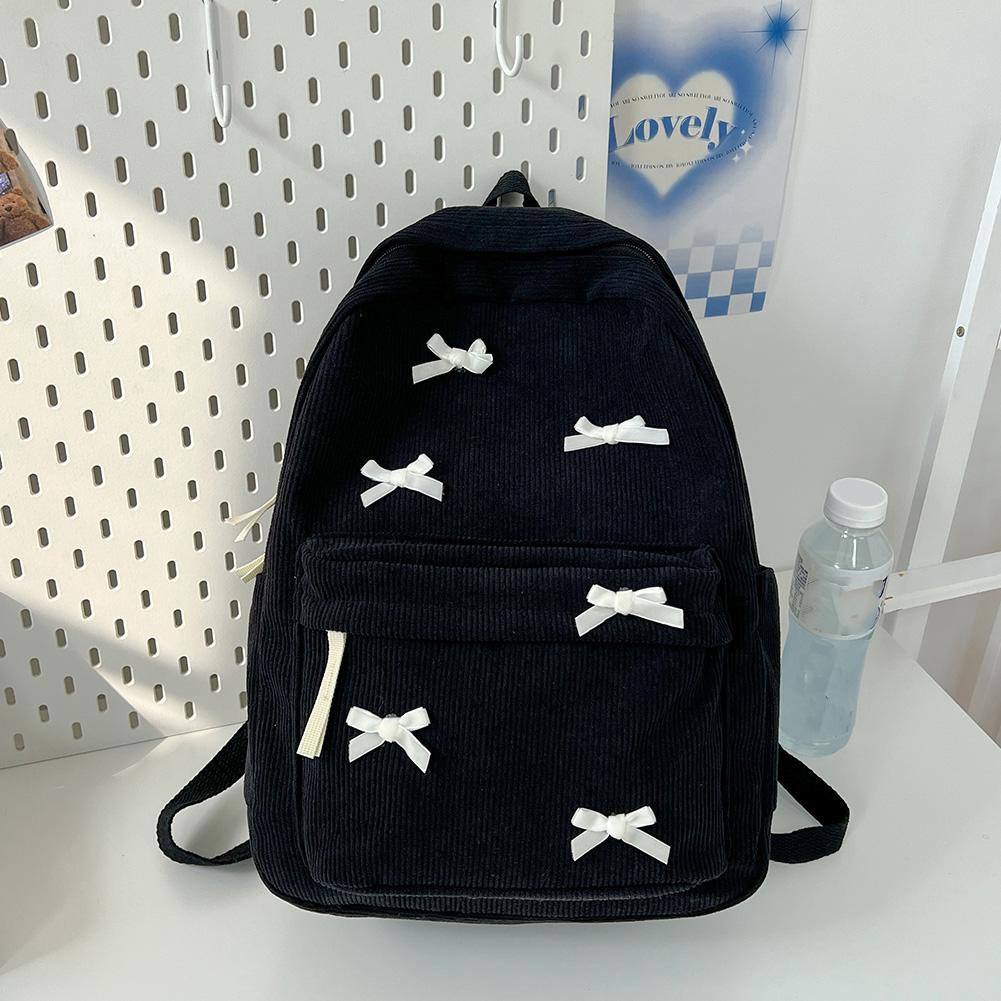 Cute Bowknot Aesthetic Backpack Lightweight Casual Travel Daypack Student Rucksack for Girls Women High School College Work