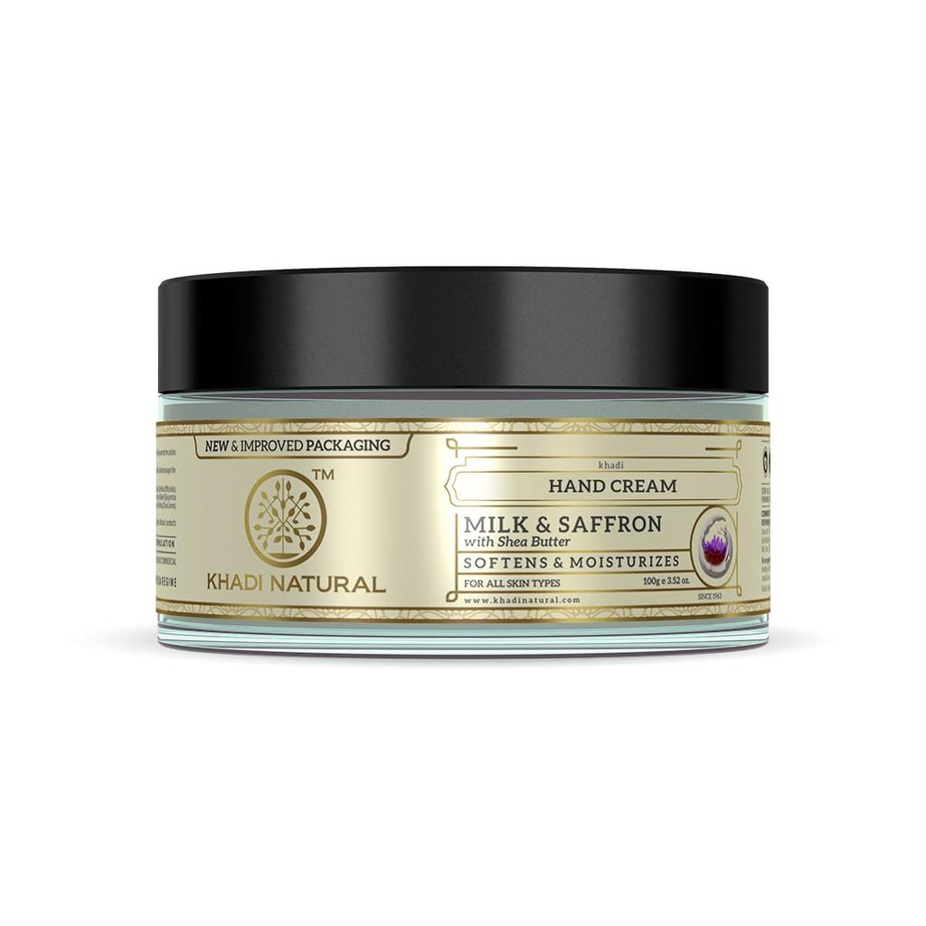 Khadi Natural Milk & Saffron Hand Cream 100Gm Pack Moisturizing Soft Hydrating Skin Care