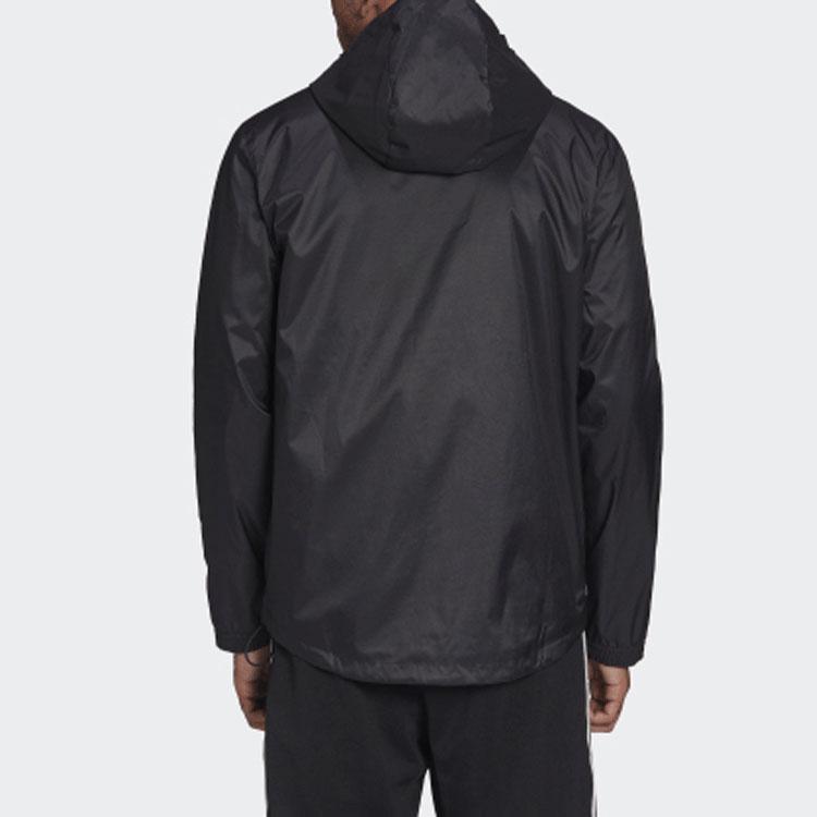 Adidas Originals Trefoil Lock Up Wb Striped Embroidered Hooded Sports Jacket Men Jacket Black HC2006